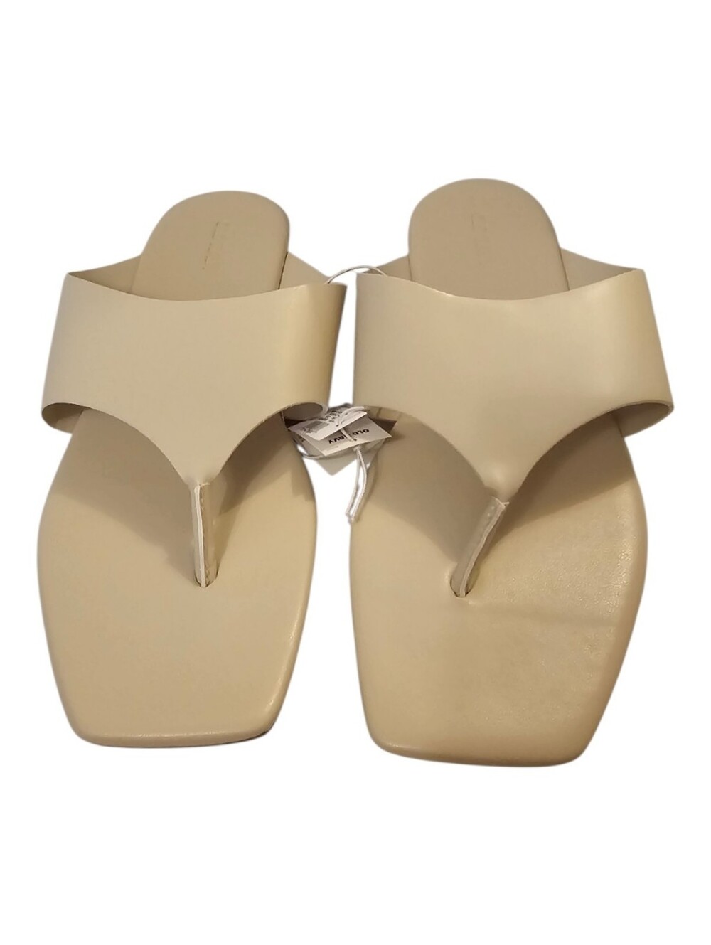Cream Old Navy Women's Faux Leather Wide Thong Sandals
